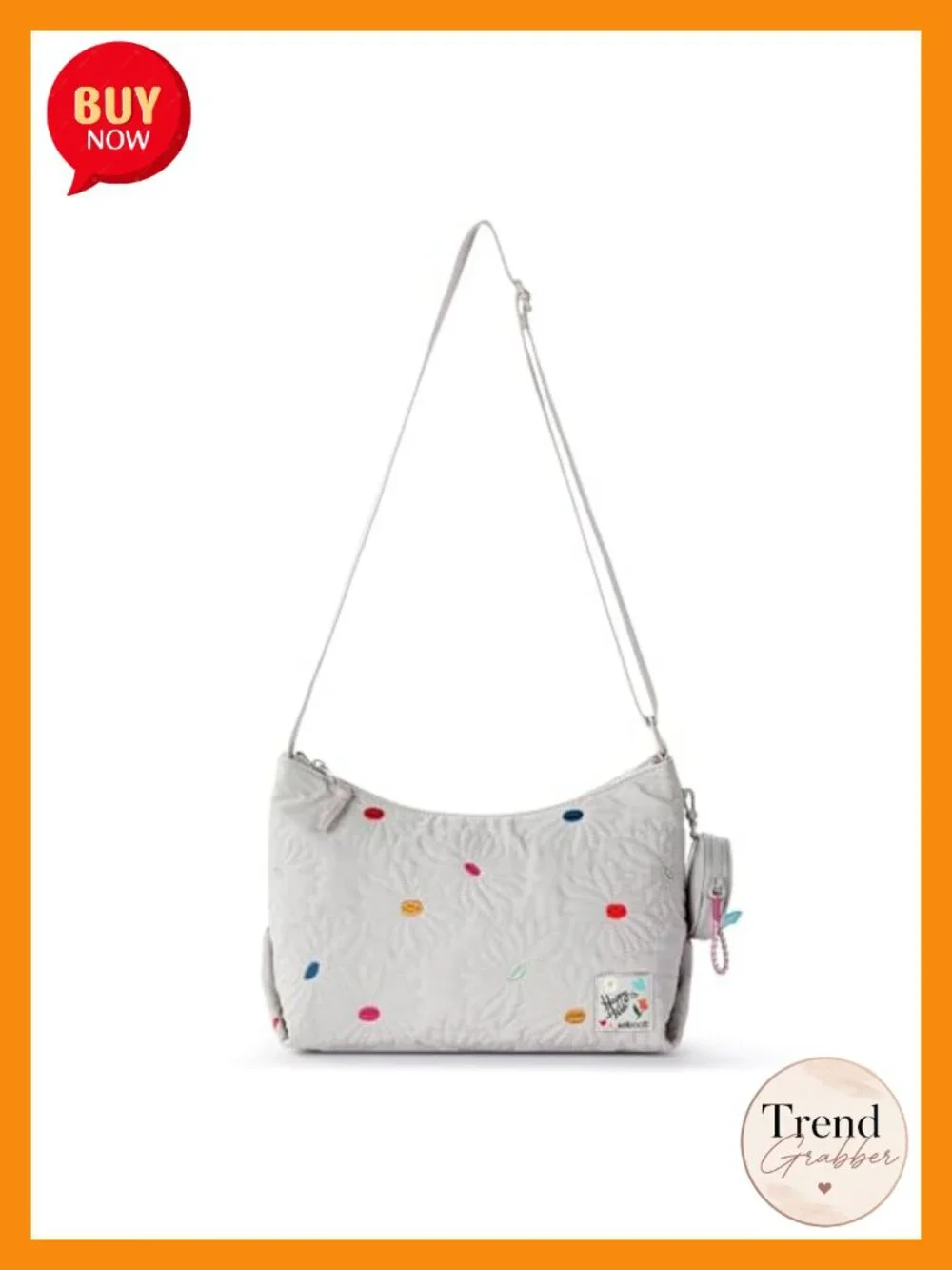 Eco-Twill Hobo Bag with Zipper Closure & Detachable Key Dangle
